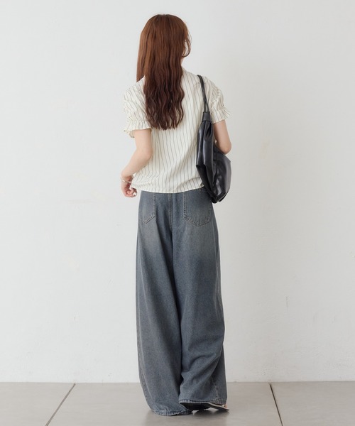 mystic(ミスティック)の「《@___s_m17 セレクト/IVO》【WEB限定NVY/新色PNK】 シャーリングシェイプシャツ(シャツ/ブラウス・レディース・ブラック/オフホワイト/アイボリー/ブルー/ネイビー/ピンク・FREE)」の19枚目の写真