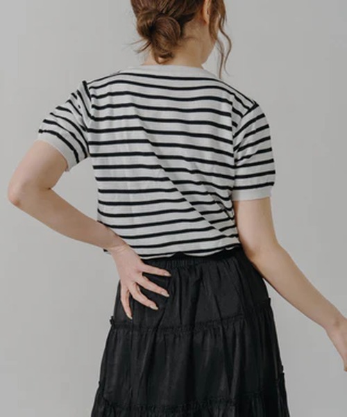 merrylatte(メリーラテ)の「ボーダークルーネックTシャツ【IROHANI】(Tシャツ/カットソー・レディース・ホワイト/ブラック・FREE)」の8枚目の写真