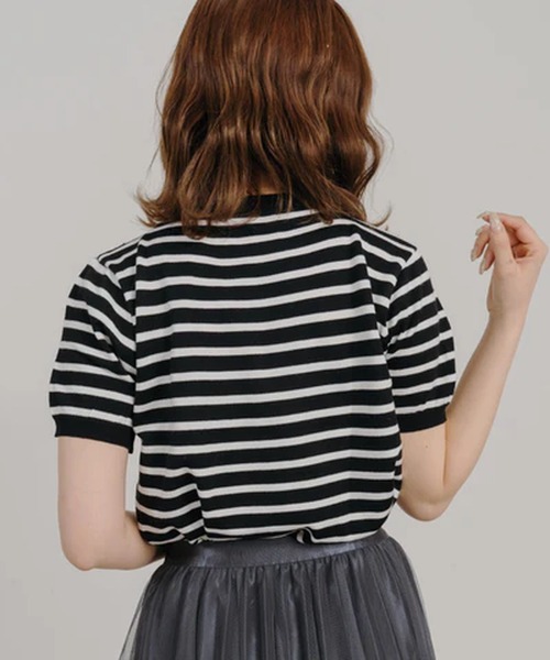 merrylatte(メリーラテ)の「ボーダークルーネックTシャツ【IROHANI】(Tシャツ/カットソー・レディース・ホワイト/ブラック・FREE)」の10枚目の写真