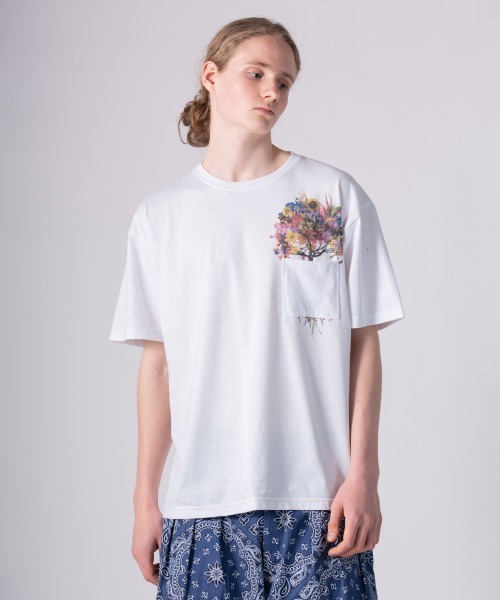 rehacer（レアセル）の「rehacer TEE : Botanical Pocket TEE / ボタニカル ポケット T-shirt（Tシャツ/カットソー・メンズ・ホワイト/ブラック・SMALL/MEDIUM/LARGE/X-LARGE）」の7枚目の写真