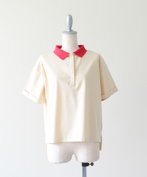DOLLUPOOPS(ドールアップウップス)の「Contrast Polo Top(配色ポロトップス)(ポロシャツ・レディース・イエロー/ミント/レッド/ブラック・FREE)」の3枚目の写真
