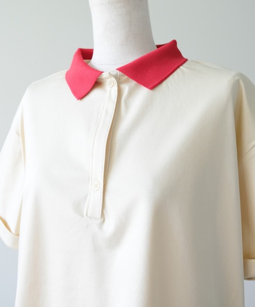 DOLLUPOOPS(ドールアップウップス)の「Contrast Polo Top(配色ポロトップス)(ポロシャツ・レディース・イエロー/ミント/レッド/ブラック・FREE)」の5枚目の写真