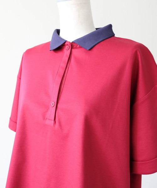 DOLLUPOOPS(ドールアップウップス)の「Contrast Polo Top(配色ポロトップス)(ポロシャツ・レディース・イエロー/ミント/レッド/ブラック・FREE)」の9枚目の写真