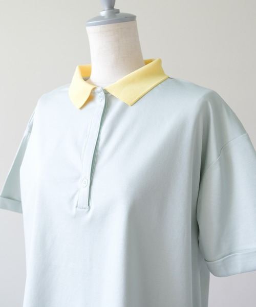 DOLLUPOOPS(ドールアップウップス)の「Contrast Polo Top(配色ポロトップス)(ポロシャツ・レディース・イエロー/ミント/レッド/ブラック・FREE)」の17枚目の写真