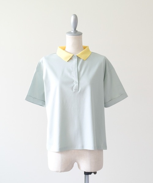 DOLLUPOOPS(ドールアップウップス)の「Contrast Polo Top(配色ポロトップス)(ポロシャツ・レディース・イエロー/ミント/レッド/ブラック・FREE)」の14枚目の写真