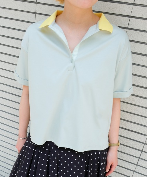 DOLLUPOOPS(ドールアップウップス)の「Contrast Polo Top(配色ポロトップス)(ポロシャツ・レディース・イエロー/ミント/レッド/ブラック・FREE)」の18枚目の写真