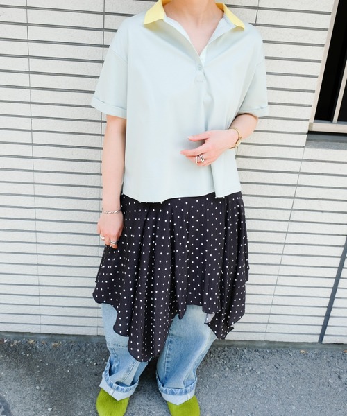 DOLLUPOOPS(ドールアップウップス)の「Contrast Polo Top(配色ポロトップス)(ポロシャツ・レディース・イエロー/ミント/レッド/ブラック・FREE)」の20枚目の写真
