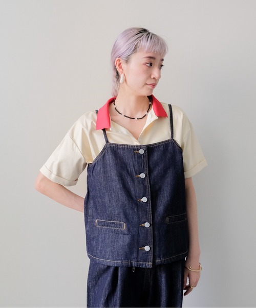 DOLLUPOOPS(ドールアップウップス)の「Contrast Polo Top(配色ポロトップス)(ポロシャツ・レディース・イエロー/ミント/レッド/ブラック・FREE)」の5枚目の写真