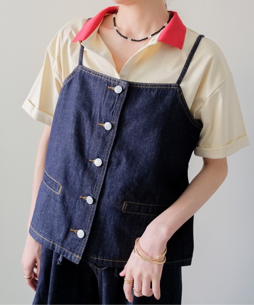 DOLLUPOOPS(ドールアップウップス)の「Contrast Polo Top(配色ポロトップス)(ポロシャツ・レディース・イエロー/ミント/レッド/ブラック・FREE)」の6枚目の写真