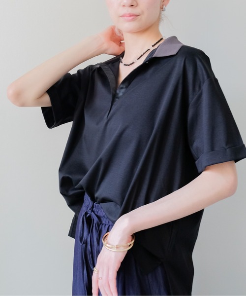 DOLLUPOOPS(ドールアップウップス)の「Contrast Polo Top(配色ポロトップス)(ポロシャツ・レディース・イエロー/ミント/レッド/ブラック・FREE)」の12枚目の写真