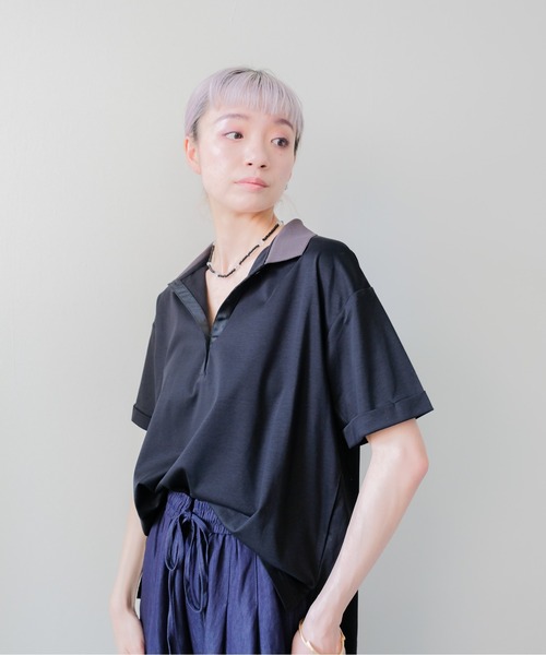 DOLLUPOOPS(ドールアップウップス)の「Contrast Polo Top(配色ポロトップス)(ポロシャツ・レディース・イエロー/ミント/レッド/ブラック・FREE)」の13枚目の写真