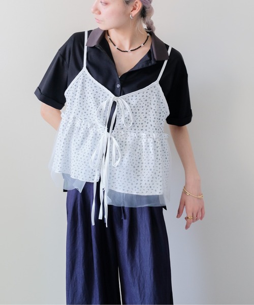 DOLLUPOOPS(ドールアップウップス)の「Contrast Polo Top(配色ポロトップス)(ポロシャツ・レディース・イエロー/ミント/レッド/ブラック・FREE)」の15枚目の写真