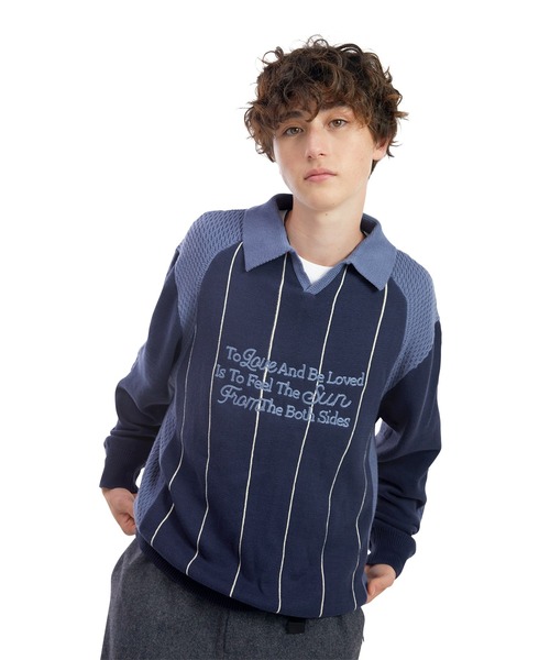 SUNLOVE（サンラブ）の「Script Knit Jersey（ニット/セーター・レディース・ネイビー/アイボリー・S/M/L）」の2枚目の写真