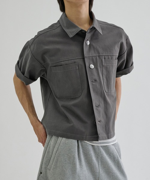 EPNK(イーピーエヌケー)の「Double button short sleeve shirts / ダブルボタンショートスリーブシャツ(シャツ/ブラウス・メンズ・ブラック/チャコールグレー・SMALL/MEDIUM/LARGE)」の16枚目の写真