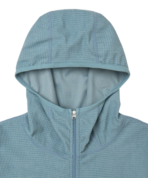 PHYPS MOTORCYCLE（フィップスモーターサイクル）の「H-Tech Grid Fleece Hoodie Zip-Up Vintage Blue（パーカー・レディース・その他・SMALL/MEDIUM/LARGE/X-LARGE）」の4枚目の写真