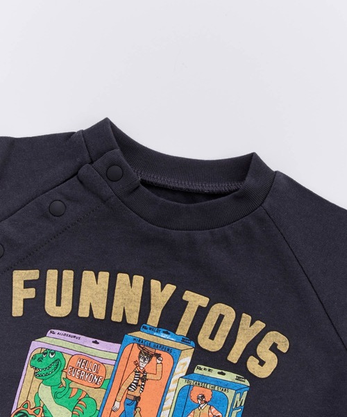 Ocean&Ground(オーシャン&グラウンド)の「FUNNY TOY'Sプリントロンパス(ロンパース・キッズ・ブラック/ホワイト/ライトブルー・70/80)」の5枚目の写真