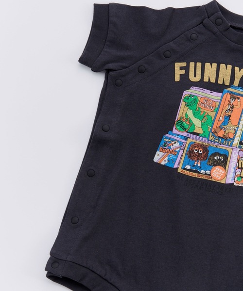 Ocean&Ground(オーシャン&グラウンド)の「FUNNY TOY'Sプリントロンパス(ロンパース・キッズ・ブラック/ホワイト/ライトブルー・70/80)」の8枚目の写真