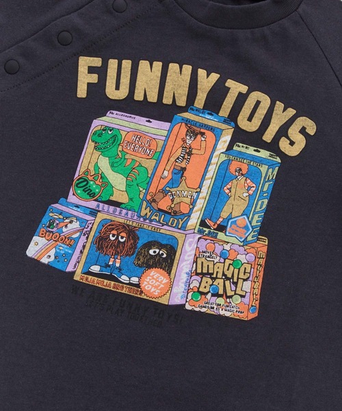 Ocean&Ground(オーシャン&グラウンド)の「FUNNY TOY'Sプリントロンパス(ロンパース・キッズ・ブラック/ホワイト/ライトブルー・70/80)」の11枚目の写真