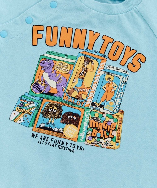 Ocean&Ground(オーシャン&グラウンド)の「FUNNY TOY'Sプリントロンパス(ロンパース・キッズ・ブラック/ホワイト/ライトブルー・70/80)」の12枚目の写真