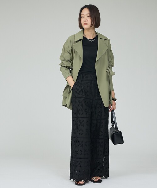 qualite(カリテ)の「【セットアップ対応】エンブロイダリーワイドパンツ 春服 夏服 刺繍(その他パンツ・レディース・ブラック・36/38)」の19枚目の写真