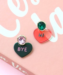 Hi/BYEクリアハートピアス
