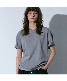 シンボルオーバークロップピグメント刺繍Tシャツストーングレー