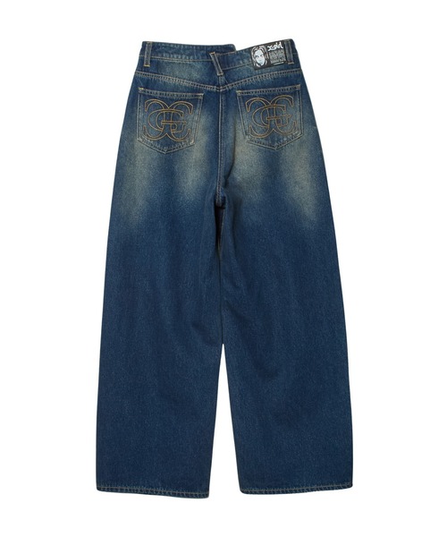 X-girl(エックスガール)の「EMBLEM POCKET ASYMMETRIC WAIST DENIM PANTS(デニムパンツ・レディース・ホワイト/インディゴブルー・S/M)」の14枚目の写真