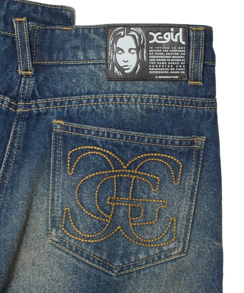 X-girl(エックスガール)の「EMBLEM POCKET ASYMMETRIC WAIST DENIM PANTS(デニムパンツ・レディース・ホワイト/インディゴブルー・S/M)」の18枚目の写真