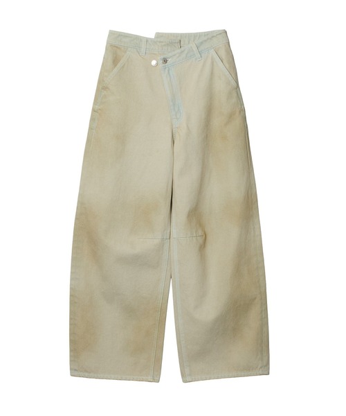 X-girl(エックスガール)の「EMBLEM POCKET ASYMMETRIC WAIST DENIM PANTS(デニムパンツ・レディース・ホワイト/インディゴブルー・S/M)」の11枚目の写真