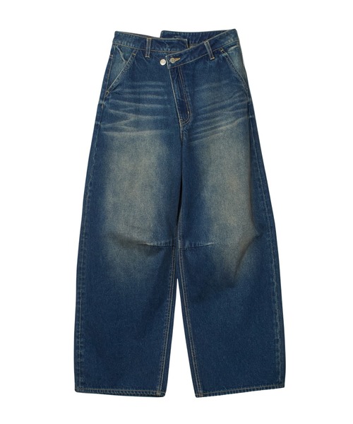X-girl(エックスガール)の「EMBLEM POCKET ASYMMETRIC WAIST DENIM PANTS(デニムパンツ・レディース・ホワイト/インディゴブルー・S/M)」の13枚目の写真