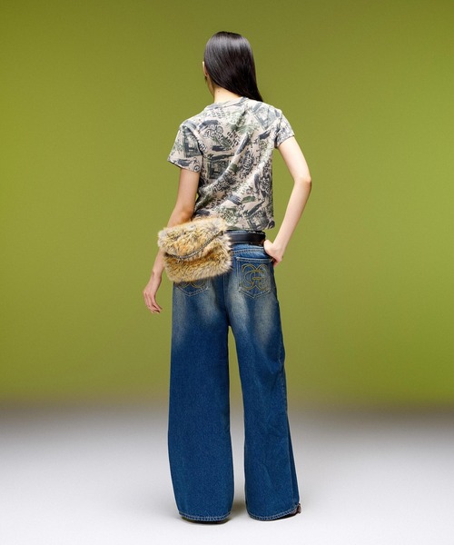 X-girl(エックスガール)の「EMBLEM POCKET ASYMMETRIC WAIST DENIM PANTS(デニムパンツ・レディース・ホワイト/インディゴブルー・S/M)」の10枚目の写真