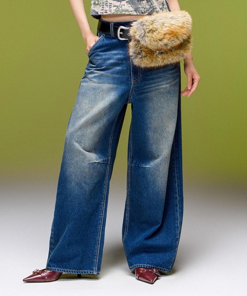 X-girl(エックスガール)の「EMBLEM POCKET ASYMMETRIC WAIST DENIM PANTS(デニムパンツ・レディース・ホワイト/インディゴブルー・S/M)」の18枚目の写真
