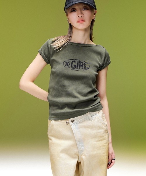X-girl(エックスガール)の「EMBLEM POCKET ASYMMETRIC WAIST DENIM PANTS(デニムパンツ・レディース・ホワイト/インディゴブルー・S/M)」の21枚目の写真