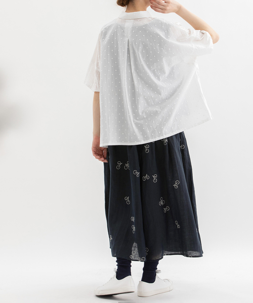 nop de nod（ノップドゥノッド）の「ラミーユーカリ刺繍キュロットスカート（その他パンツ・レディース・ピンク/ダークブラウン/ネイビー・3）」の13枚目の写真