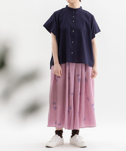 nop de nod（ノップドゥノッド）の「ラミーユーカリ刺繍キュロットスカート（その他パンツ・レディース・ピンク/ダークブラウン/ネイビー・3）」の17枚目の写真