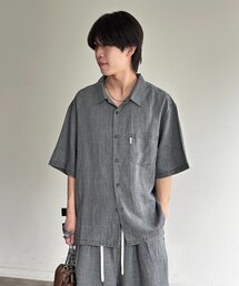 ピグメントリネン半袖開襟シャツ