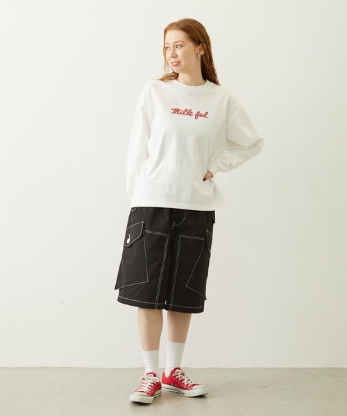 MILKFED.(ミルクフェド)の「BIG POCKET CARGO HALF SHORTS(カーゴパンツ・レディース・ベージュ/ブラック/ライトブルー・S/M)」の15枚目の写真
