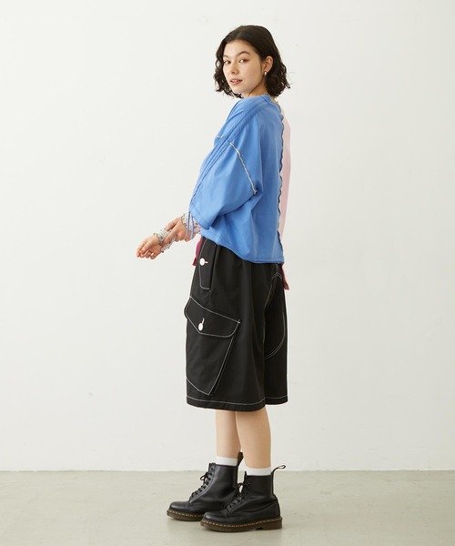 MILKFED.(ミルクフェド)の「BIG POCKET CARGO HALF SHORTS(カーゴパンツ・レディース・ベージュ/ブラック/ライトブルー・S/M)」の22枚目の写真