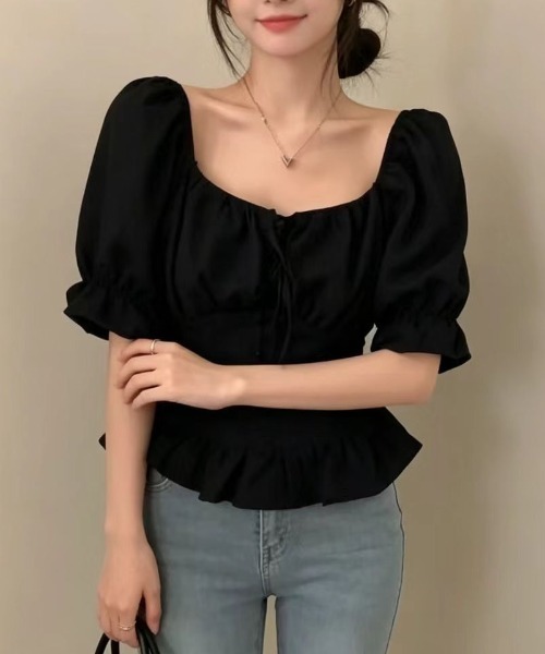 FAVORITO(ファヴォリート)の「パフスリーブリボントップス(シャツ/ブラウス・レディース・ホワイト/ブルー/ブラック・F)」の16枚目の写真