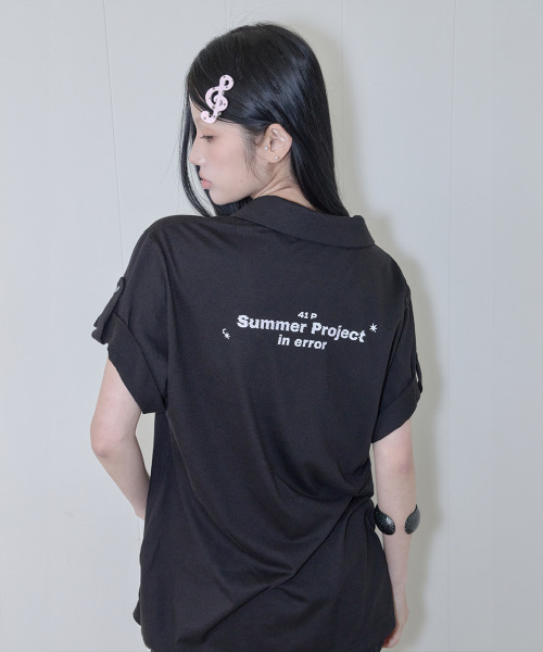 41PRAY(サイルプレイ)の「Horse Summer Polo Shirt / Black(Tシャツ/カットソー・レディース・ブラック・OS)」の1枚目の写真