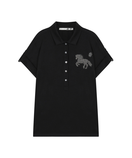 41PRAY(サイルプレイ)の「Horse Summer Polo Shirt / Black(Tシャツ/カットソー・レディース・ブラック・OS)」の5枚目の写真