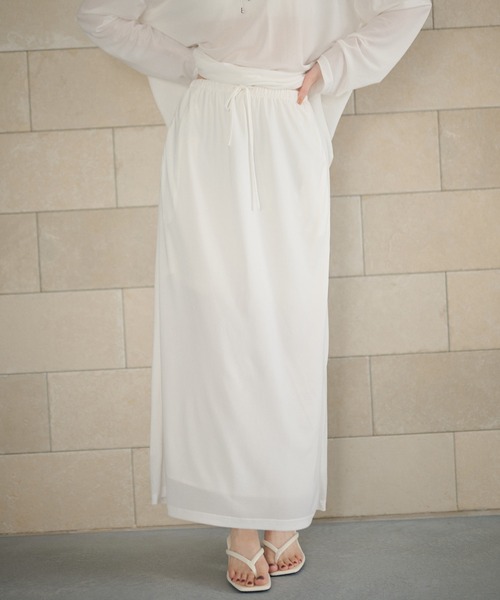 LAULEN(ローレン)の「sheer slit skirt /シアースリットスカート(スカート・レディース・ホワイト/アイボリー・FREE)」の1枚目の写真