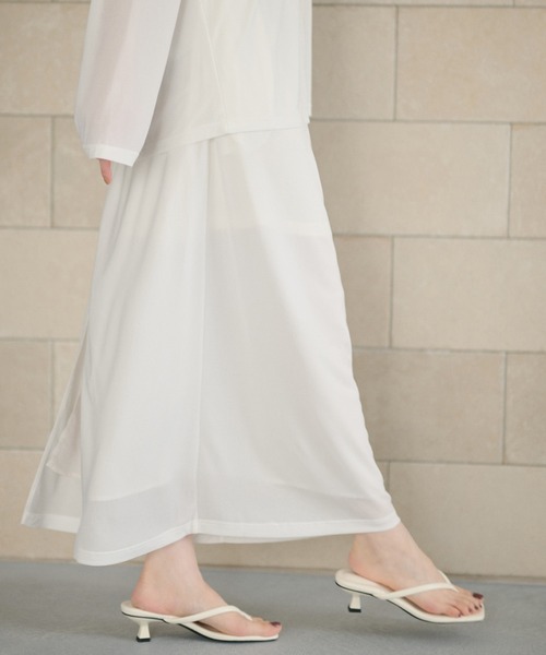 LAULEN(ローレン)の「sheer slit skirt /シアースリットスカート(スカート・レディース・ホワイト/アイボリー・FREE)」の4枚目の写真