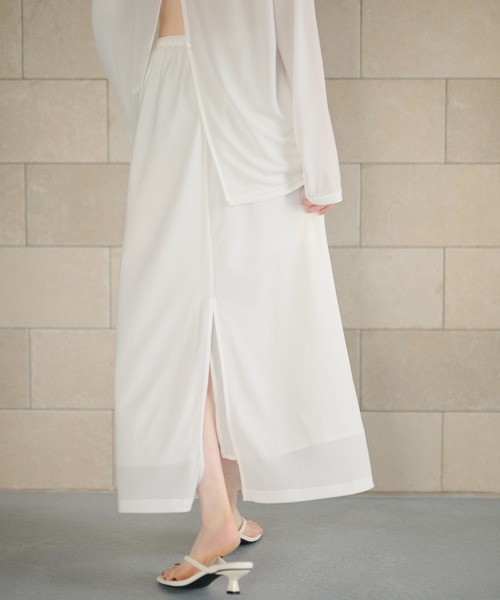 LAULEN(ローレン)の「sheer slit skirt /シアースリットスカート(スカート・レディース・ホワイト/アイボリー・FREE)」の5枚目の写真