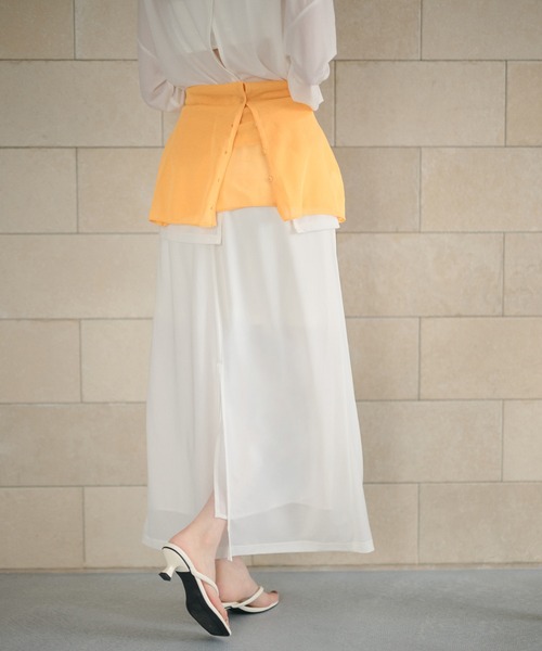 LAULEN(ローレン)の「sheer slit skirt /シアースリットスカート(スカート・レディース・ホワイト/アイボリー・FREE)」の11枚目の写真