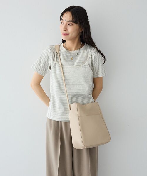 CRAFT STANDARD BOUTIQUE(クラフトスタンダードブティック)の「2点セット/ボーダーキャミ+Tシャツ(Tシャツ/カットソー・レディース・ライトブルー/ブラウン/ライトグレー・FREE)」の6枚目の写真