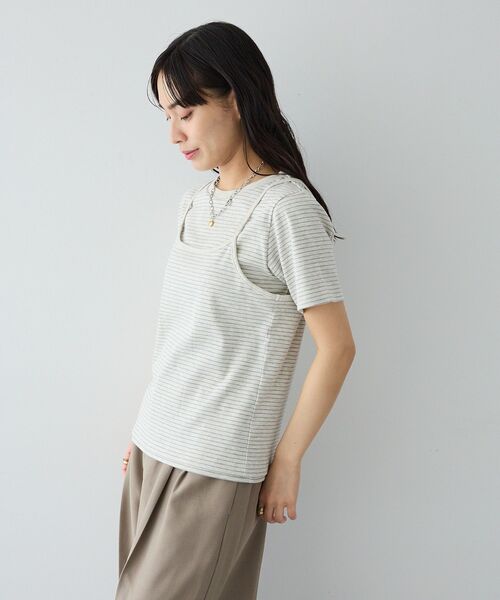 CRAFT STANDARD BOUTIQUE(クラフトスタンダードブティック)の「2点セット/ボーダーキャミ+Tシャツ(Tシャツ/カットソー・レディース・ライトブルー/ブラウン/ライトグレー・FREE)」の7枚目の写真