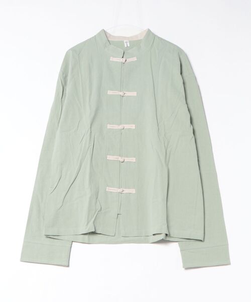 yield(イールド)の「【yield select】KUNG-FU SHIRT カンフーシャツ チャイナシャツ キレイめ 無地 長袖(シャツ/ブラウス・メンズ・ミント/ブラック・L/M/XXL/XL/S)」の9枚目の写真