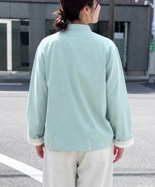 yield(イールド)の「【yield select】KUNG-FU SHIRT カンフーシャツ チャイナシャツ キレイめ 無地 長袖(シャツ/ブラウス・メンズ・ミント/ブラック・L/M/XXL/XL/S)」の8枚目の写真