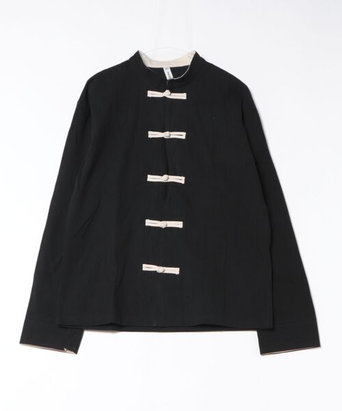 yield(イールド)の「【yield select】KUNG-FU SHIRT カンフーシャツ チャイナシャツ キレイめ 無地 長袖(シャツ/ブラウス・メンズ・ミント/ブラック・L/M/XXL/XL/S)」の10枚目の写真